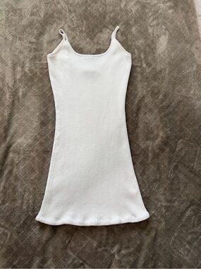 Vintage Contempo Casuals White Ribbed Mini Dress